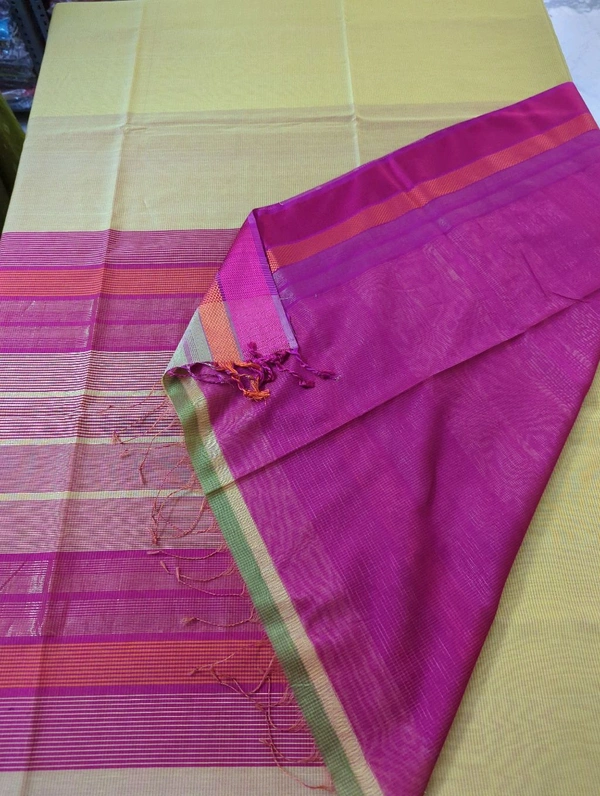 Handloom Maheswari Resham Zari - Yellow