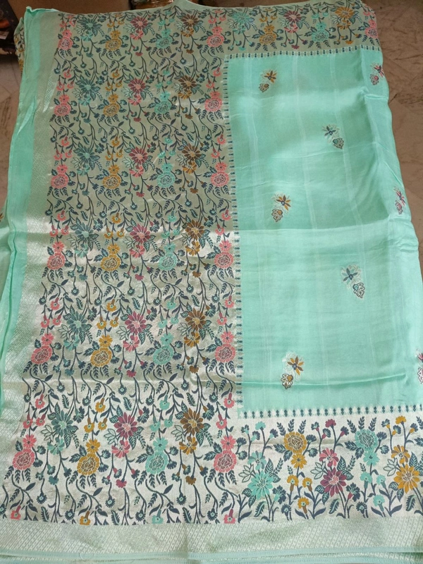 tusser georgette - sea green