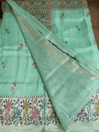 tusser georgette - sea green