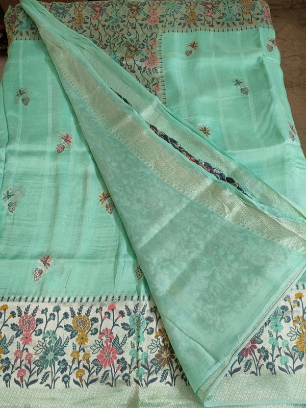 tusser georgette - sea green