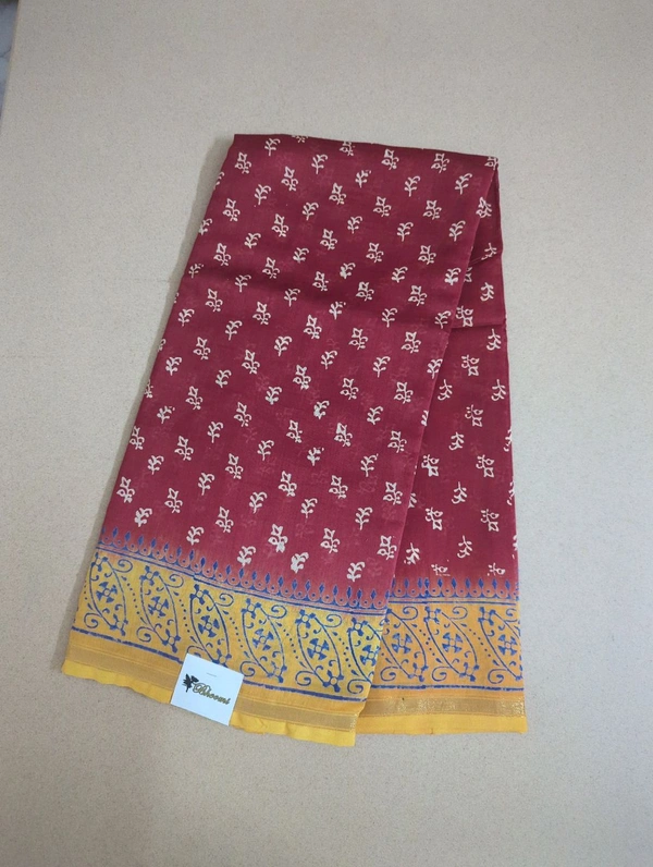 pure chanderi - red with yellow