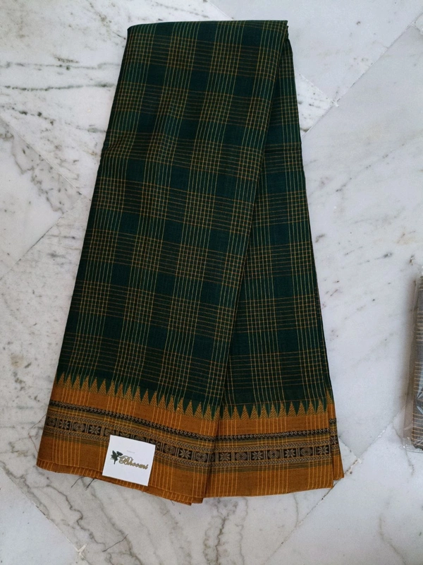 Pure Narayanapet Cotton - bottle green, double checks
