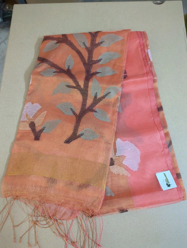 Pure Tissue Jamdhani - Blaze Orange