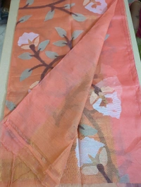 Pure Tissue Jamdhani - Blaze Orange