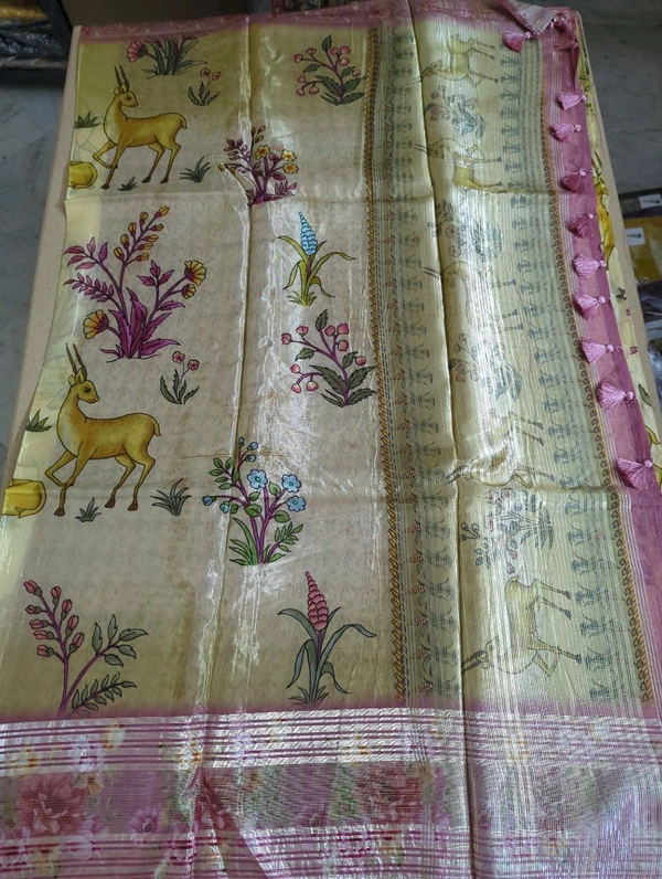 Italian Crepe - pink border