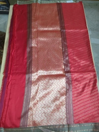 Pure Handloom Katan Pattu - Red