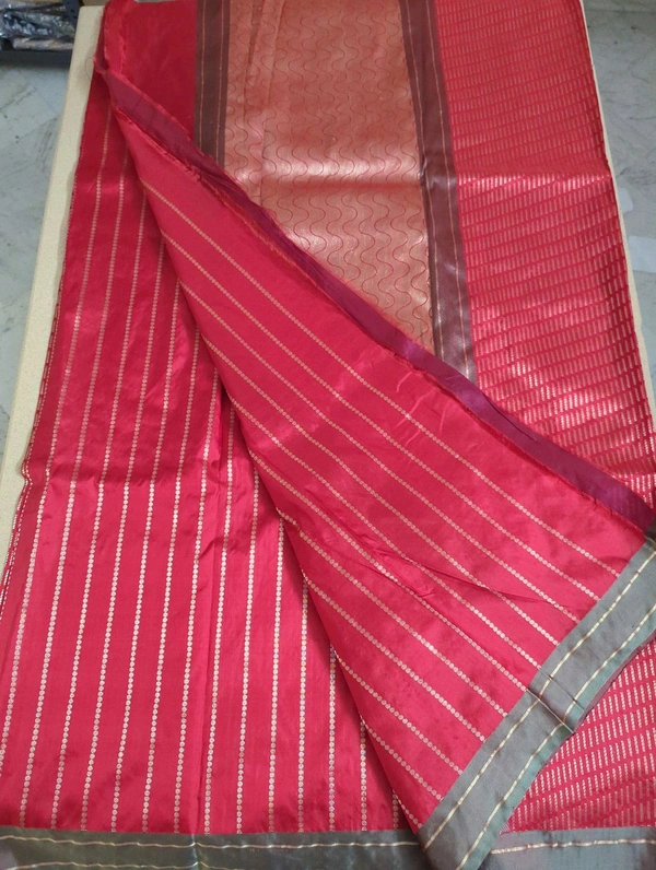 Pure Handloom Katan Pattu - Red