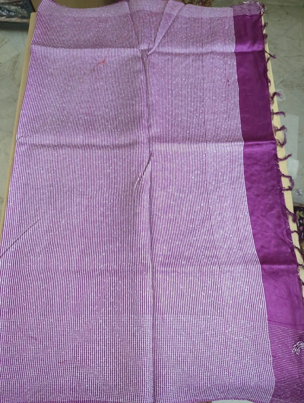 handloom desi tusser  with hand work - Purple
