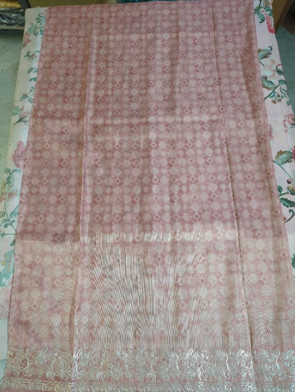 Tissue Georgette With Pita Work - peach