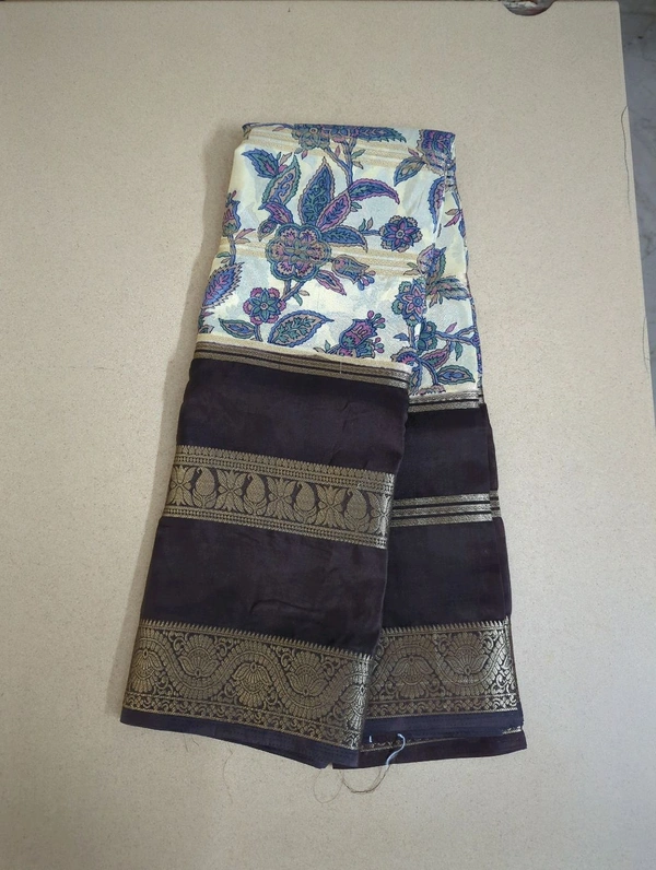 Semi Mysore Silk - Cream, Rude Leaves