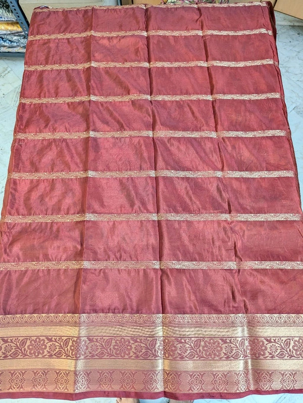 Semi Mysore Silk - Maroon, Lotus