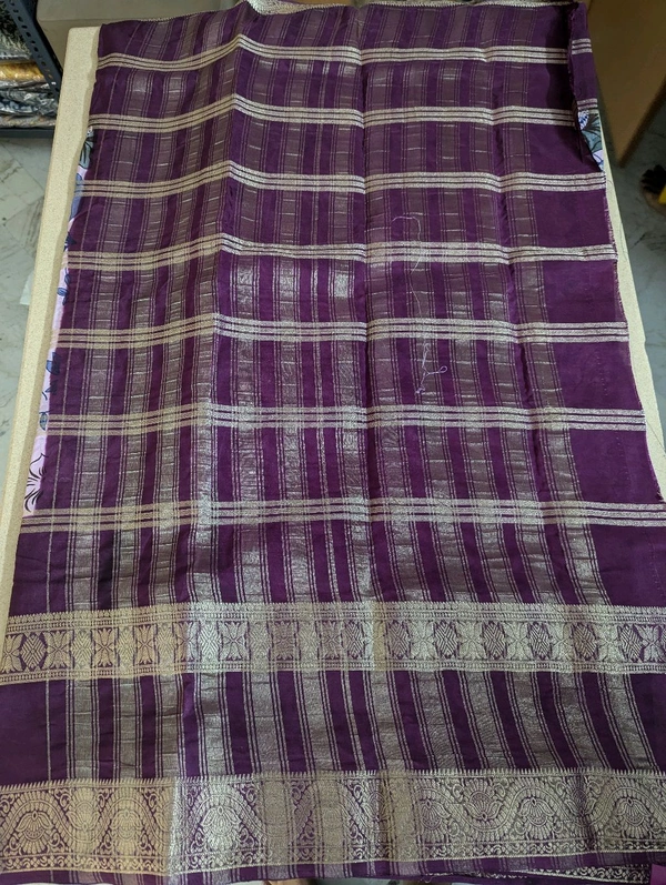 Semi Mysore Silk - Purple, Lotus