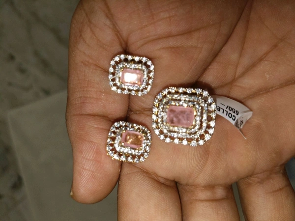 Earrings With Pendent - baby pink