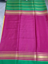 Pure Mysore Crepe - yellow with green border