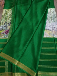 Pure Mysore Crepe - green leafs