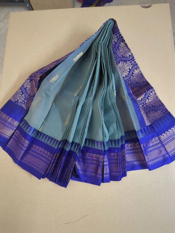 Pure Gadwal Cotton - teal green