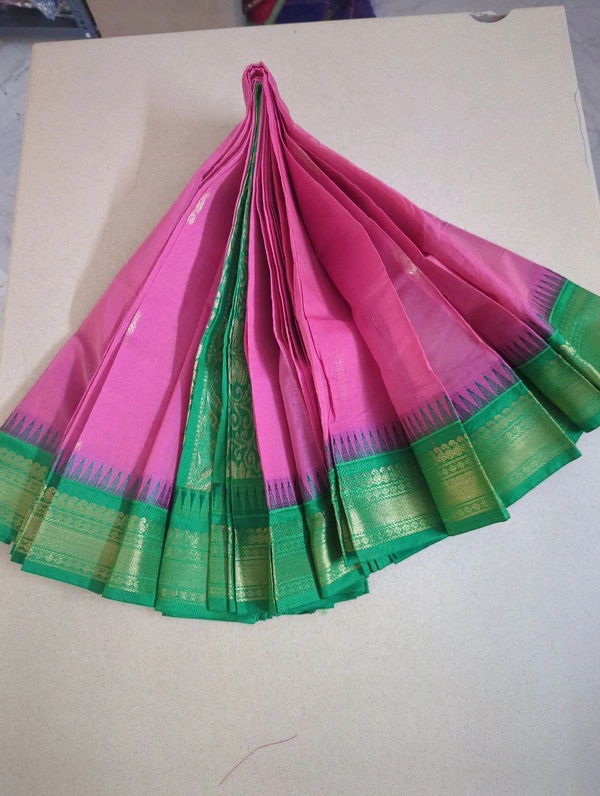 Pure Gadwal Cotton - watermelon red