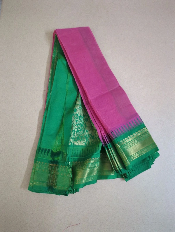 Pure Gadwal Cotton - watermelon red