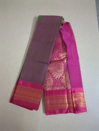 Pure Gadwal Cotton - green with red checks