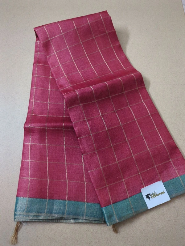 pure handloom tussar - red with sea green