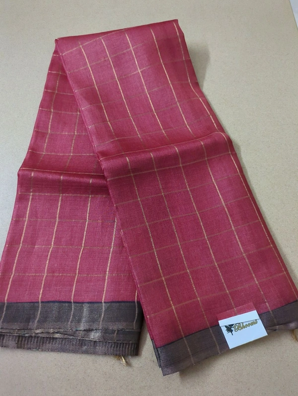 pure handloom tussar - red with black