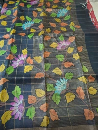 pure handloom tussar - red with black