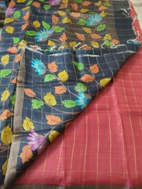 pure handloom tussar - red with black