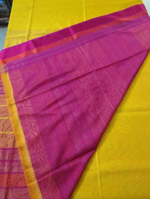 Handloom Maheswari Resham Zari - mustard yellow