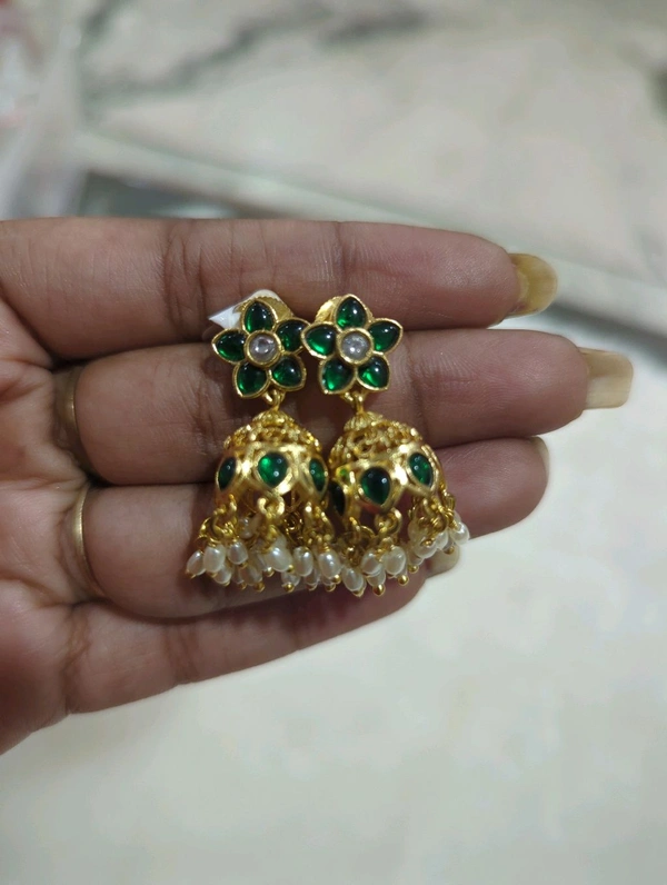 KUNDAN JUMKIES - green