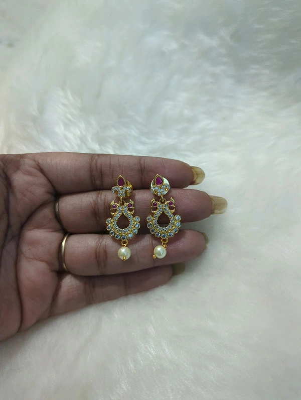cz earrings - White
