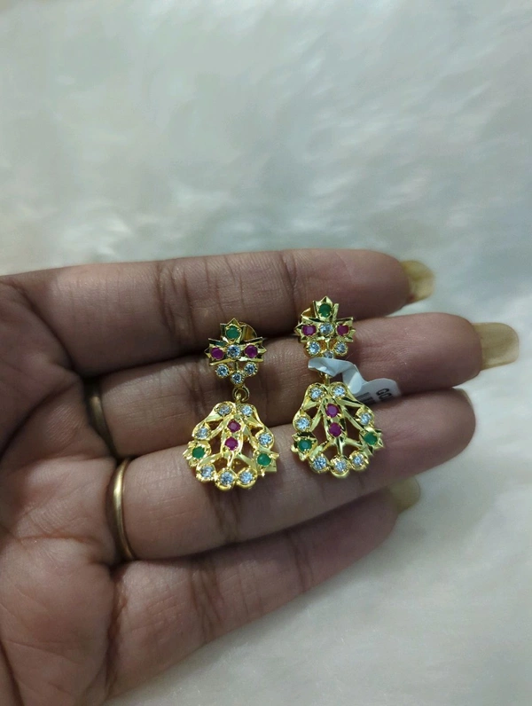 GOLD COPY EARRINGS - green and red