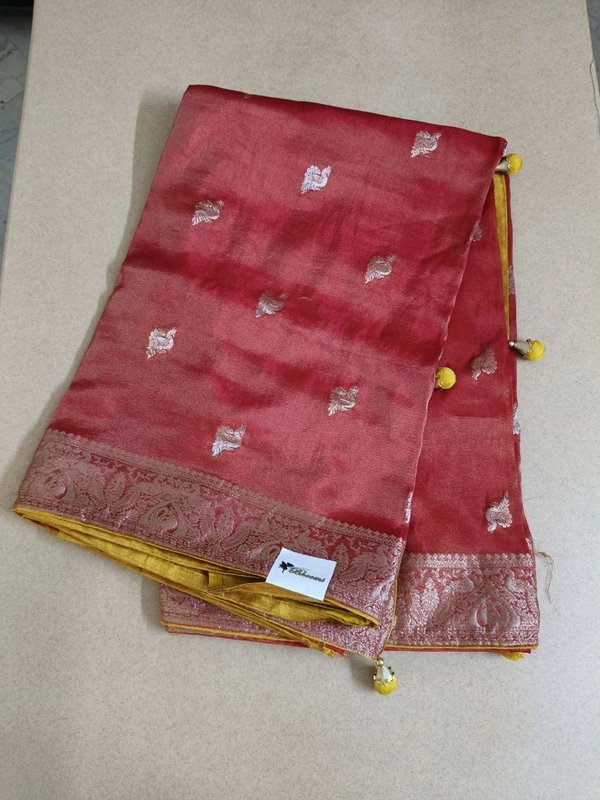 tissue saree - Red
