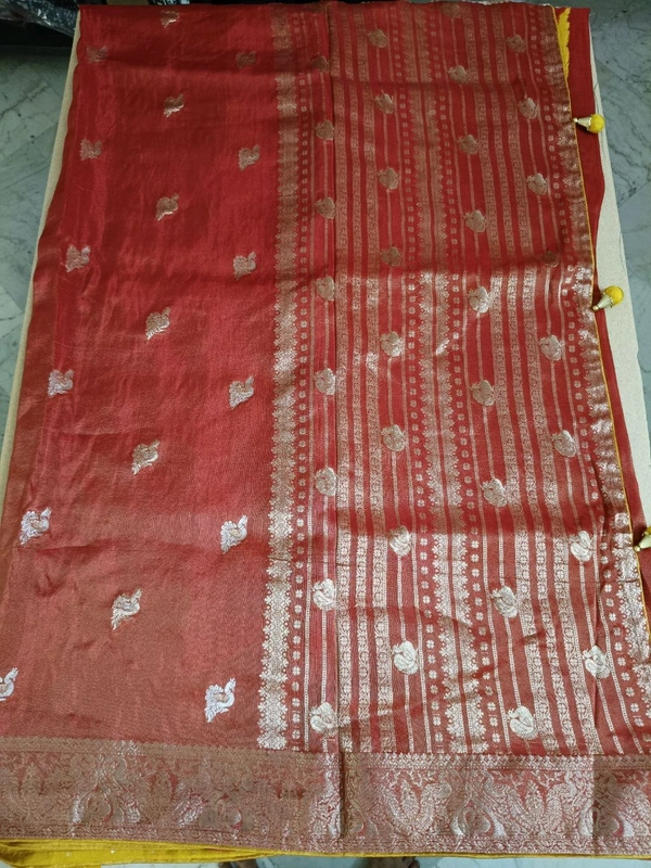 tissue saree - Red