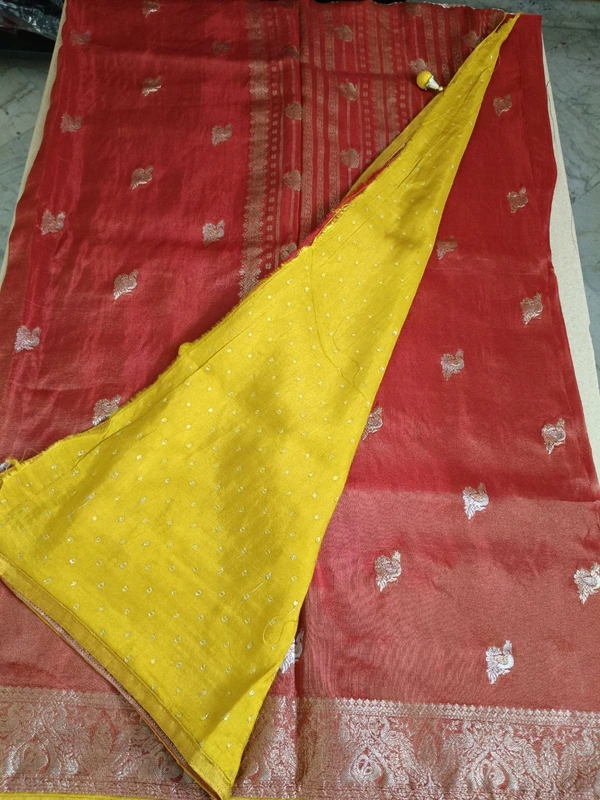 tissue saree - Red