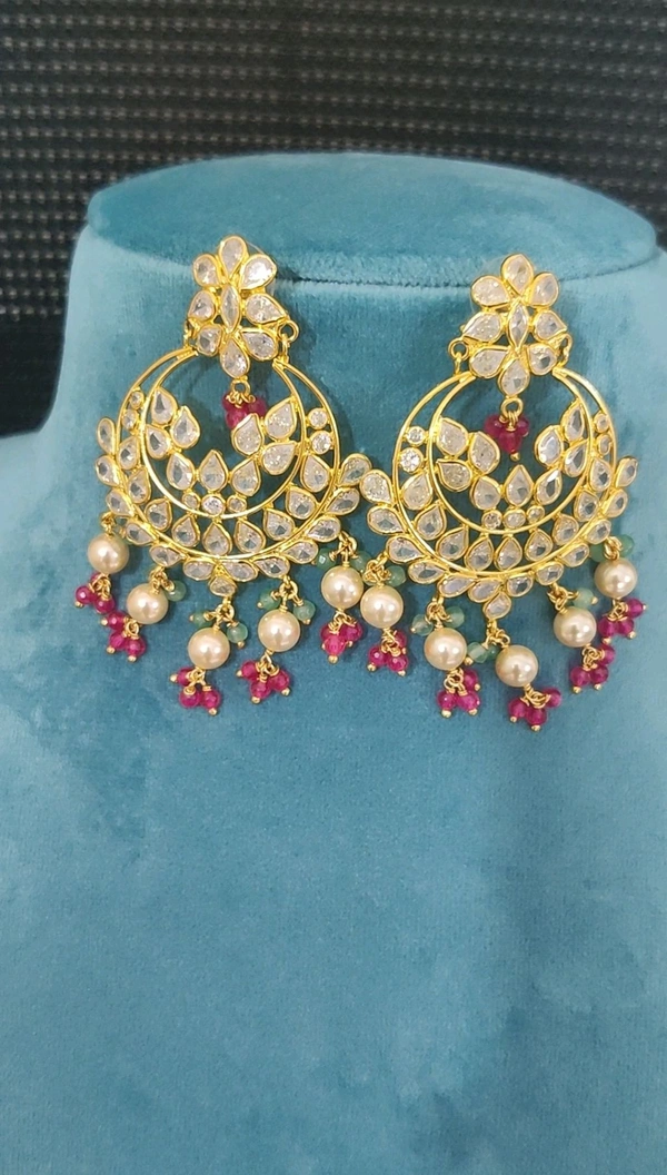Polki Stone Chandbalis  - 12-15 Working Days