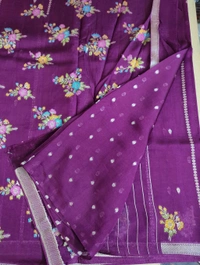 Pure Tusser Georgette  - wine, Flowers