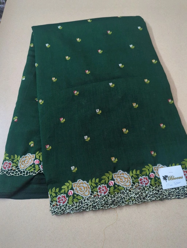 Pure Vichitra Silk - Pine Green