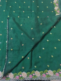 Pure Vichitra Silk - Pine Green