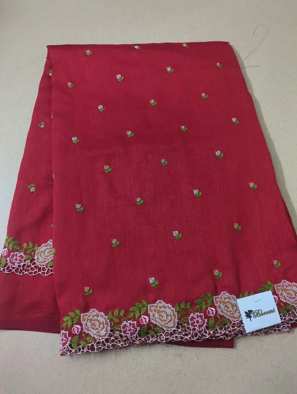 Pure Vichitra Silk - Red