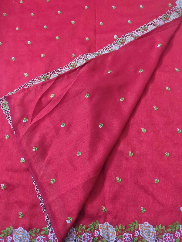 Pure Vichitra Silk - Red