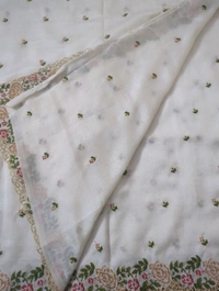 Pure Vichitra Silk - White