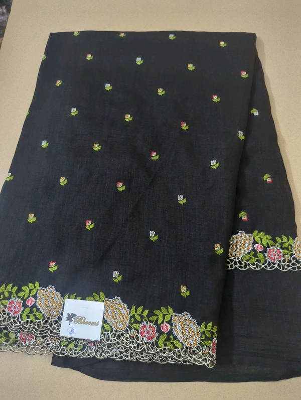 Pure Vichitra Silk - Black