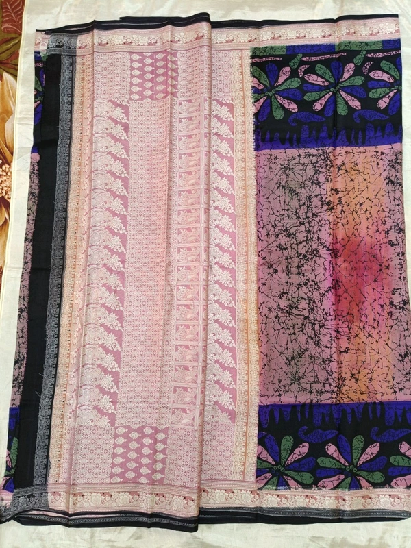 Pure Silk Weaving  - lavender rose with black