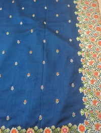 Pure Vichitra Silk - Navy Blue