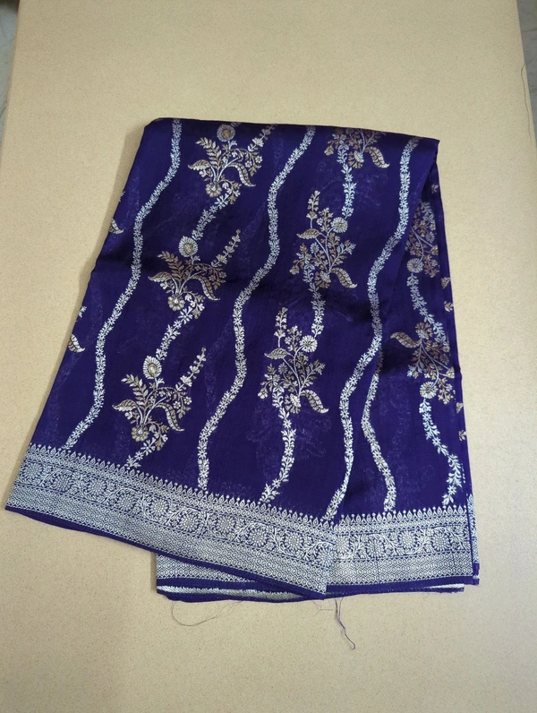 Pure Tusser Georgette  - violet, Waves