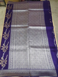 Pure Tusser Georgette  - violet, Waves