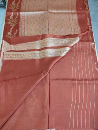 Pure Tusser Georgette  - Red Damask, Waves