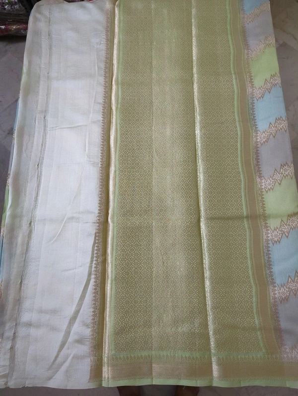 Pure Handloom Chiniya - Snowy Mint