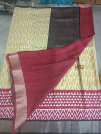 Chiniya With Ikkat Print - mustard yellow