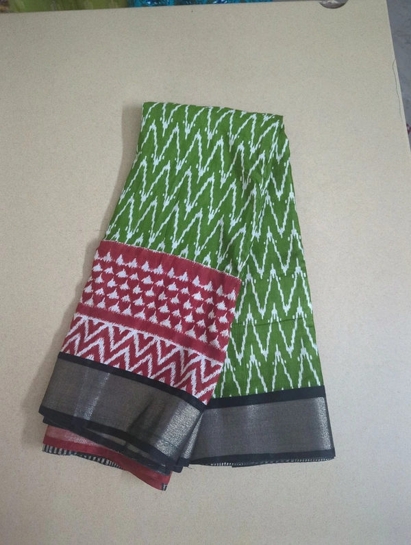 Chiniya With Ikkat Print - green